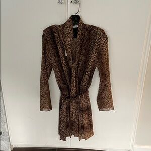 Zara animal print belted tie neck dress SZm  NWT